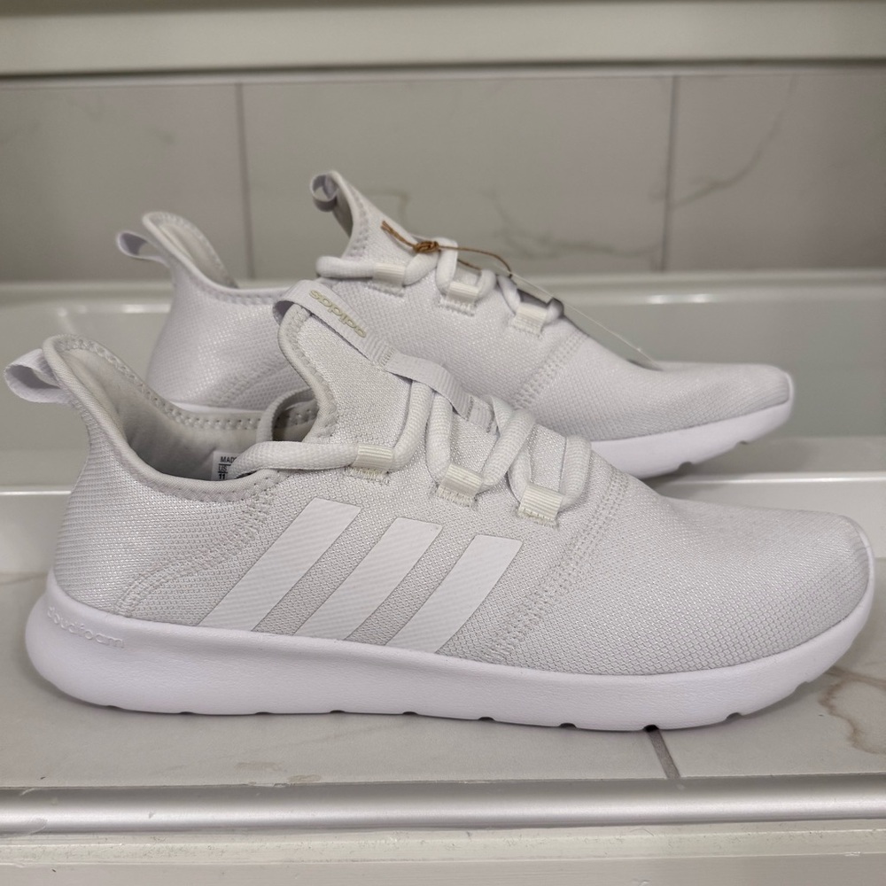White Adidas Cloudfoam Pure 2.0 Primegreen Tennis Shoes 11
